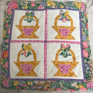 OOAK WallHanging Table-piece Appliquéd Easter Motifs Grandma Cottagecore